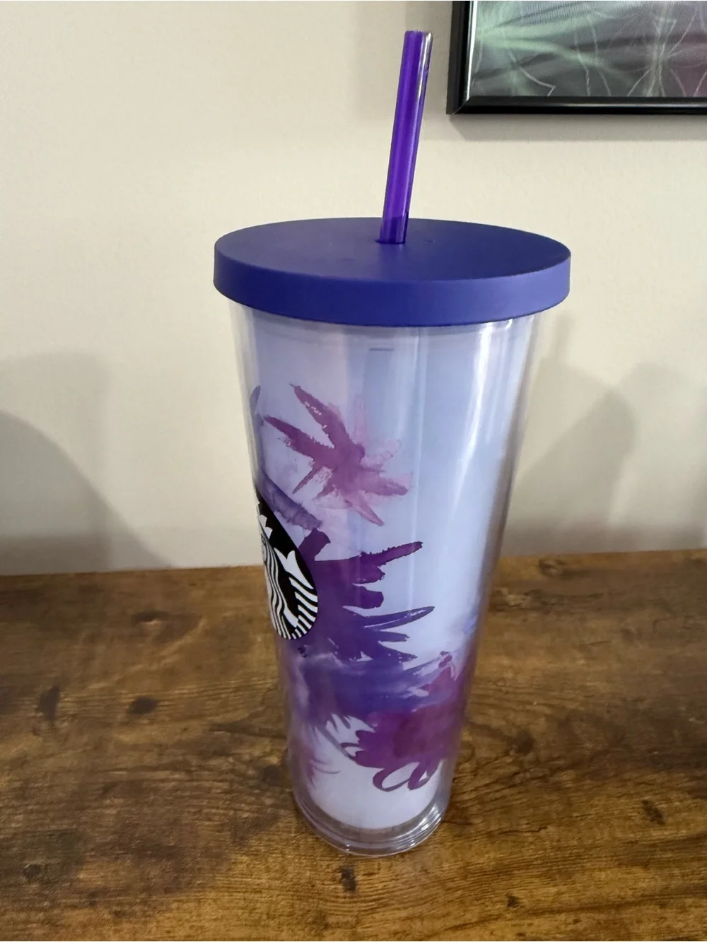 Starbucks 2016 Purple Lavender Watercolour Floral Tumbler Cold Cup Venti 24oz - Picture 4 of 7